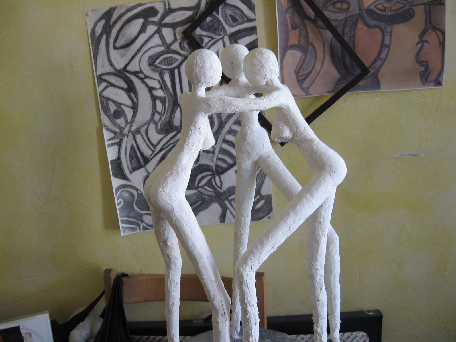 sculpture fer-plâtre : photo d'atelier
